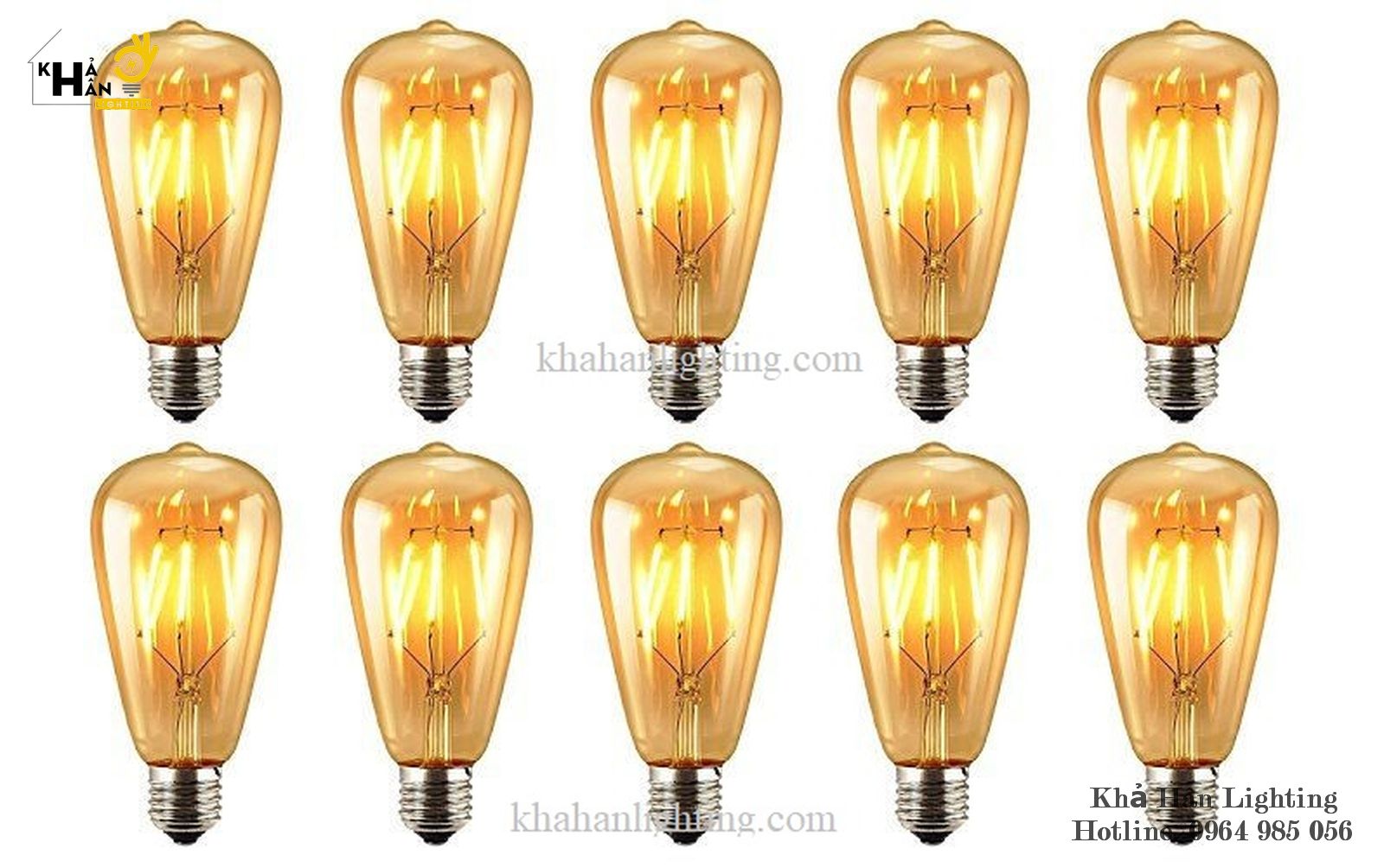 Combo 10 bóng đèn led edison st64 dimmer vỏ vàng - đèn khả hân đèn led edison, bóng đèn decor, bóng đèn trang trí ngoài trời