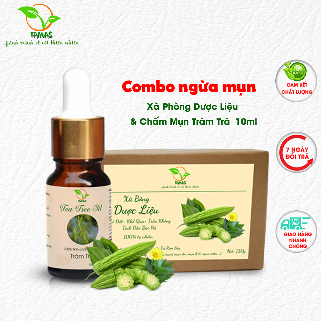 Bộ sản phẩm ngừa mụn - Xà bông dược liệu giảm mụn giảm thâm, chiết xuất từ sài đất, khổ qua (mướp đắng), trầu không... giúp giảm mụn lưng, mặt, body, thành phần hoàn toàn tự nhiên an toàn, dùng được cho mọi loai da- TAMAS