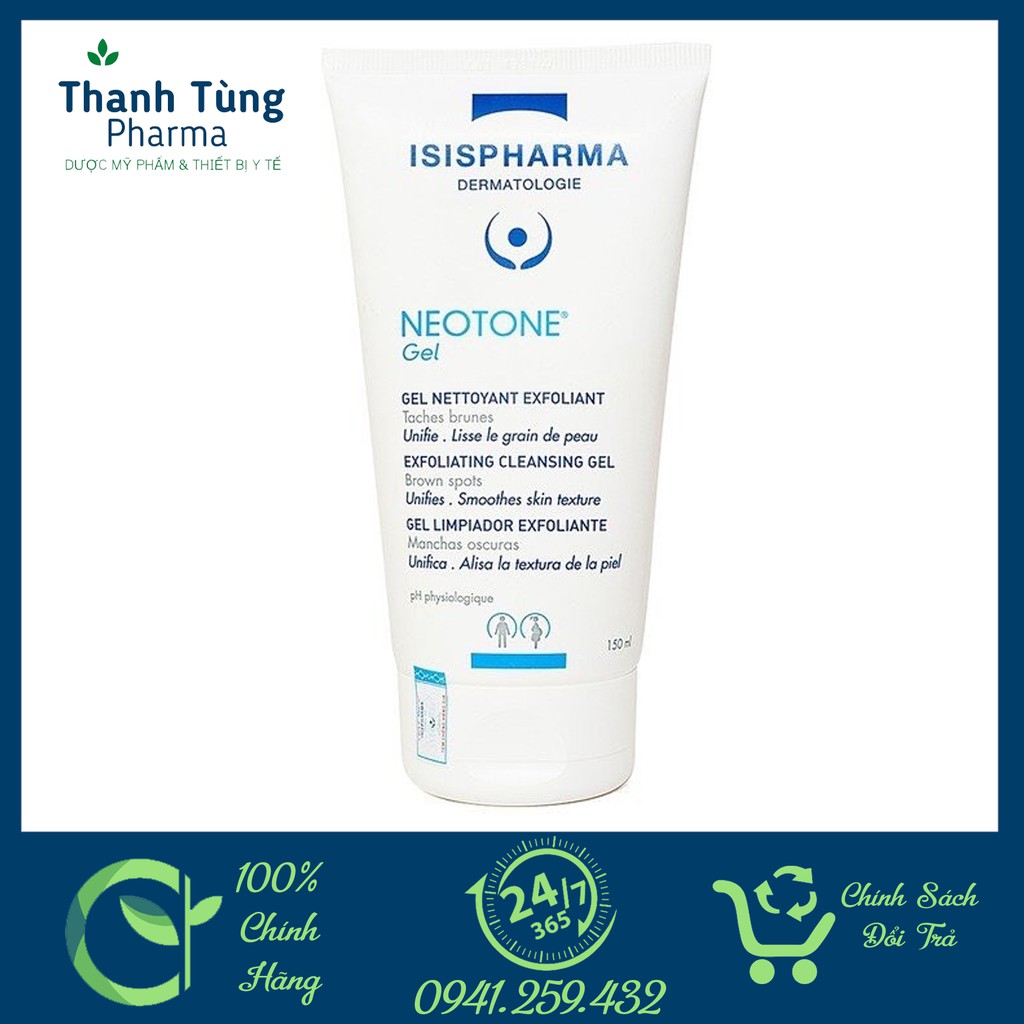 ️CHÍNH HÃNG️Sữa rửa mặt làm sáng da, giảm thâm nám Isis Pharma Neotone Gel Tuýp 150ml