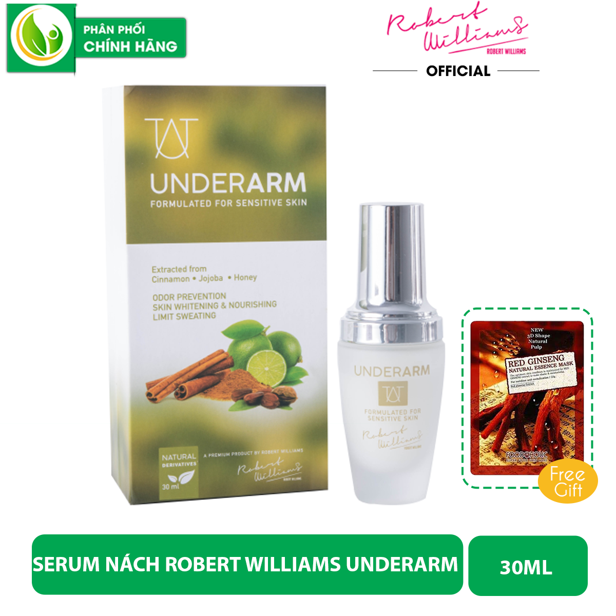 Serum nách Robert Williams UnderArm 30ml giảm hôi nách, thâm nách