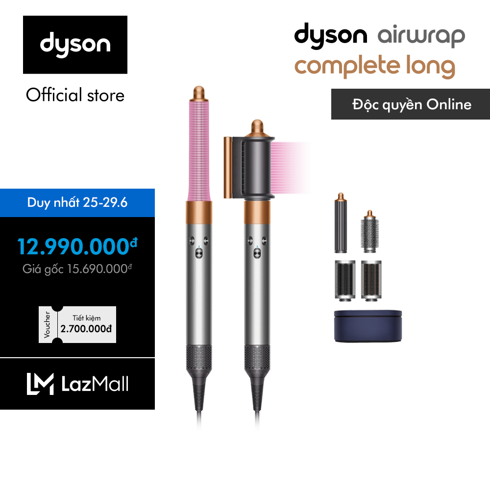 [DUY NHẤT 25.6: VC Tích lũy 400K] Máy tạo kiểu tóc đa năng Dyson Airwrap ™ Complete Long (Xám Trắng/Đồng)