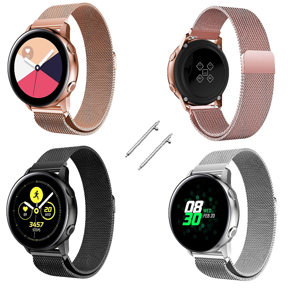 Dây đồng hồ 20mm Thép Lưới Nam Châm Cho Đồng Hồ Samsung Galaxy Watch Active 2, Active, Galaxy Watch 42mm [Tặng Chốt thông minh]