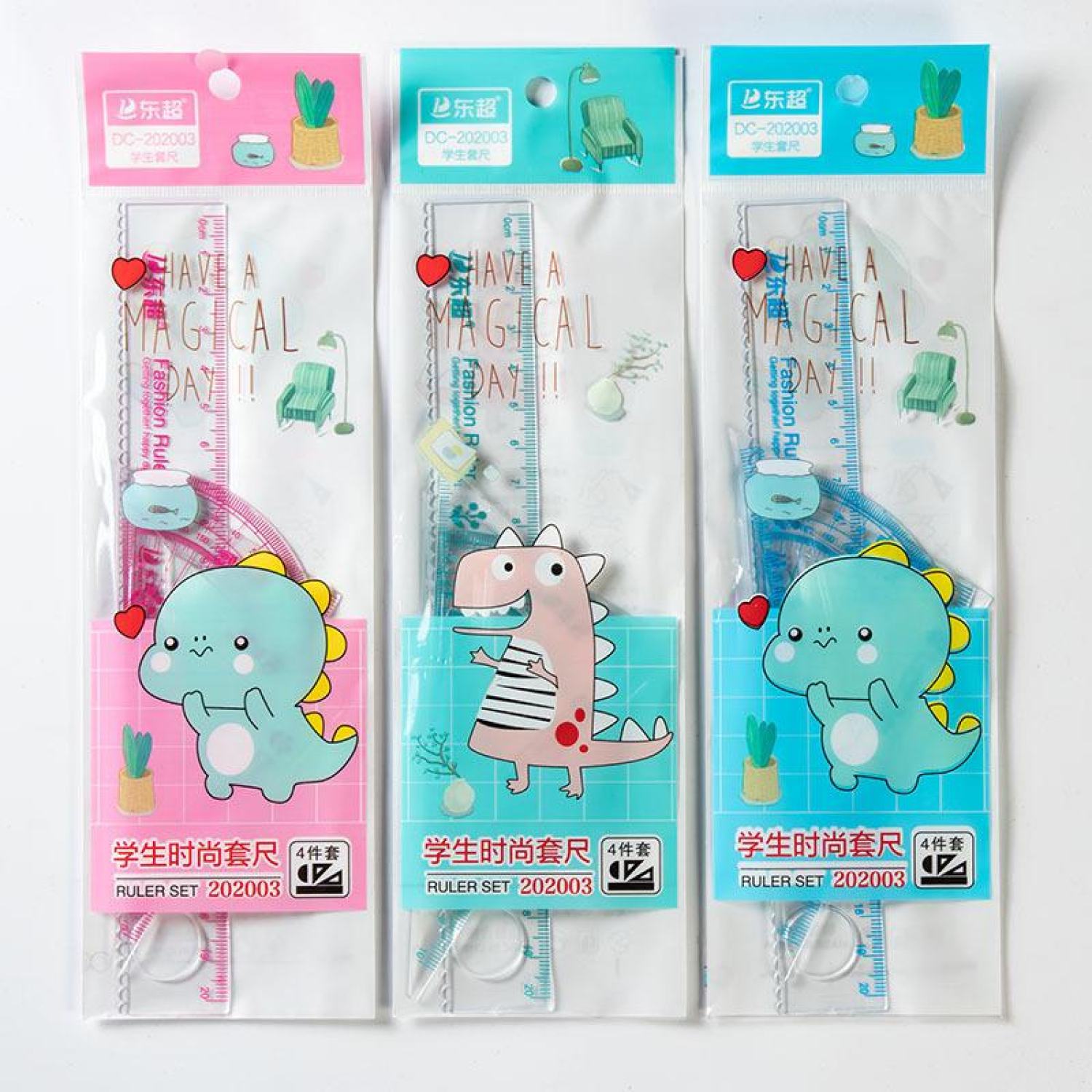 Bộ 4 cây thước kẻ đo góc 20cm cho bé