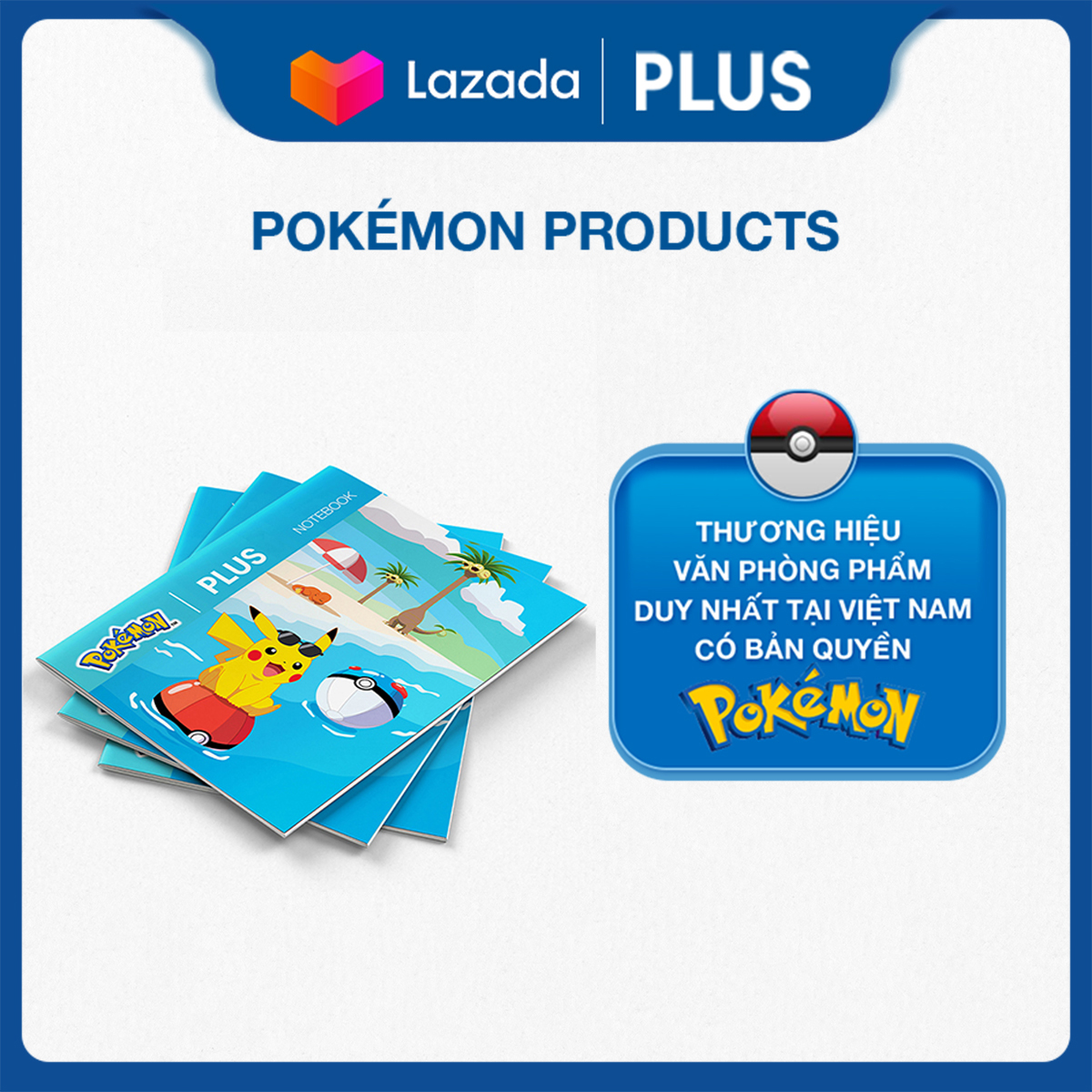 Lốc 10 Cuốn Tập Học Sinh PLUS Hình Pokemon - 96 Trang (5 Ô Ly)