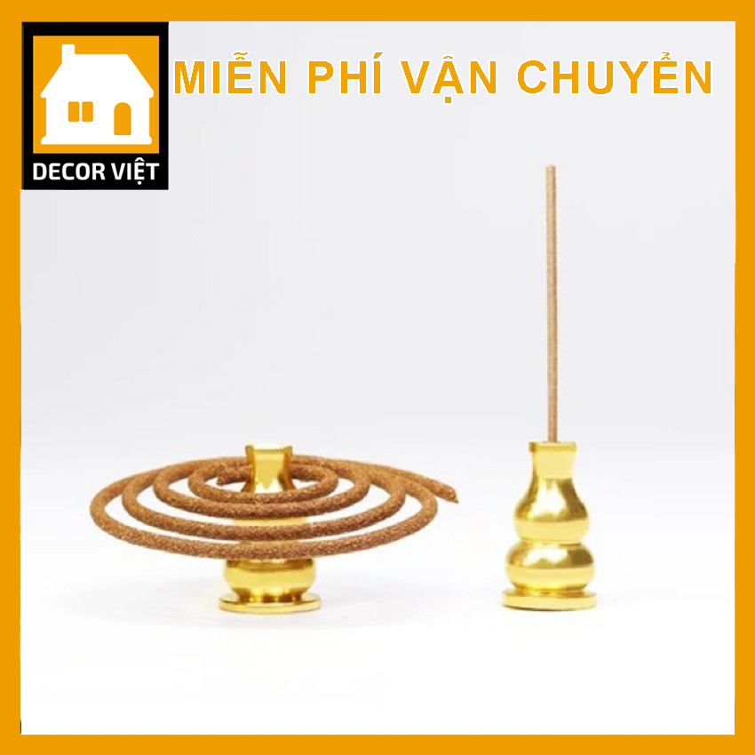 Đế trụ đồng cắm nhang vòng và nhang cây phụ kiện thác khói trầm hương Decor Việt
