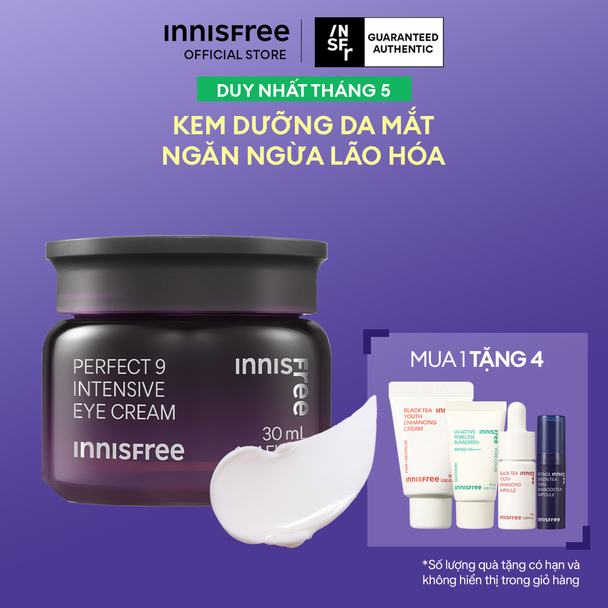 Kem dưỡng vùng da mắt ngăn ngừa lão hóa chuyên sâu INNISFREE Perfect 9 Intensive Eye Cream 30 mL