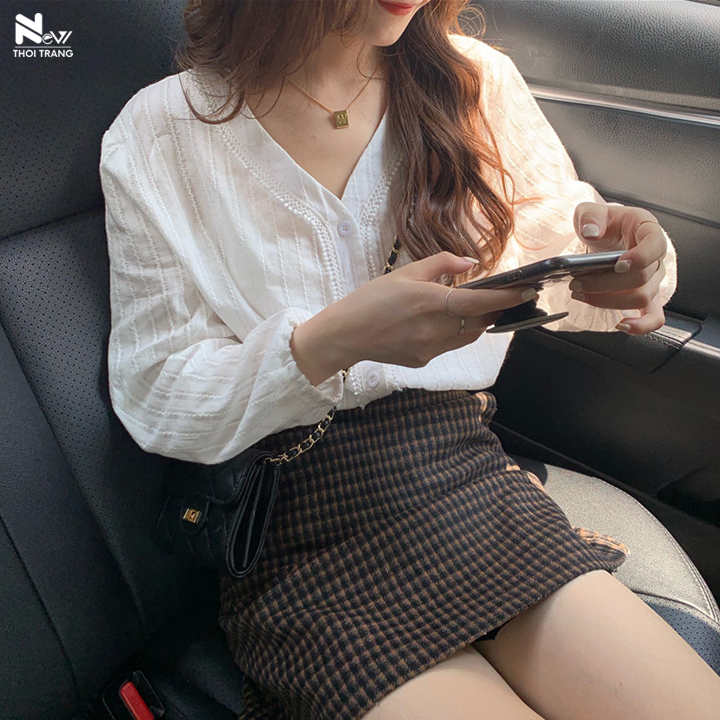 Áo ren cổ v kiểu nhật - ntt