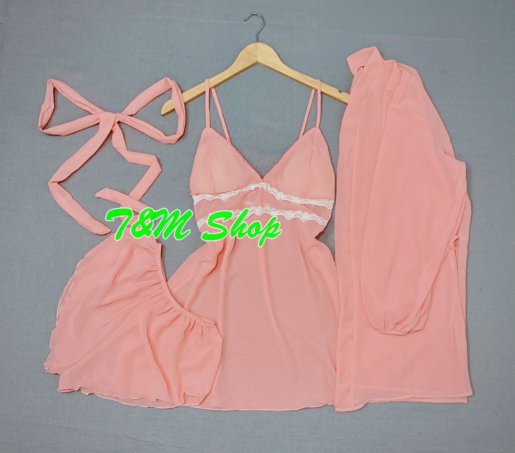 [DƯỚI 60KG] SET ĐỒ NGỦ VOAN MỎNG SEXY 3 MÓN (ÁO CHOÀNG, ĐẦM, QUẦN NGẮN) VẢI VOAN MÁT ĐỦ MÀU-Set voan nhỏ