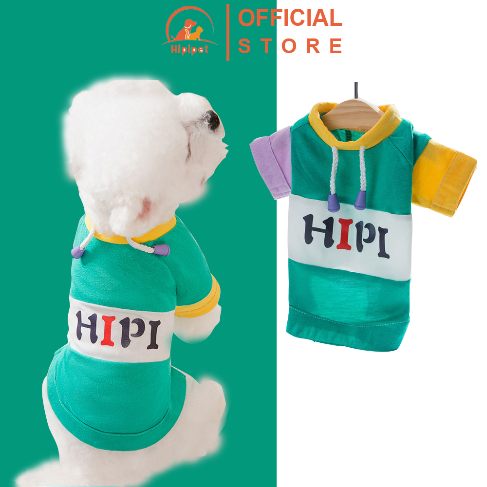 Áo cho chó mèo mùa hè Hipipet chất Jersey thoáng mát màu xanh cá tính in