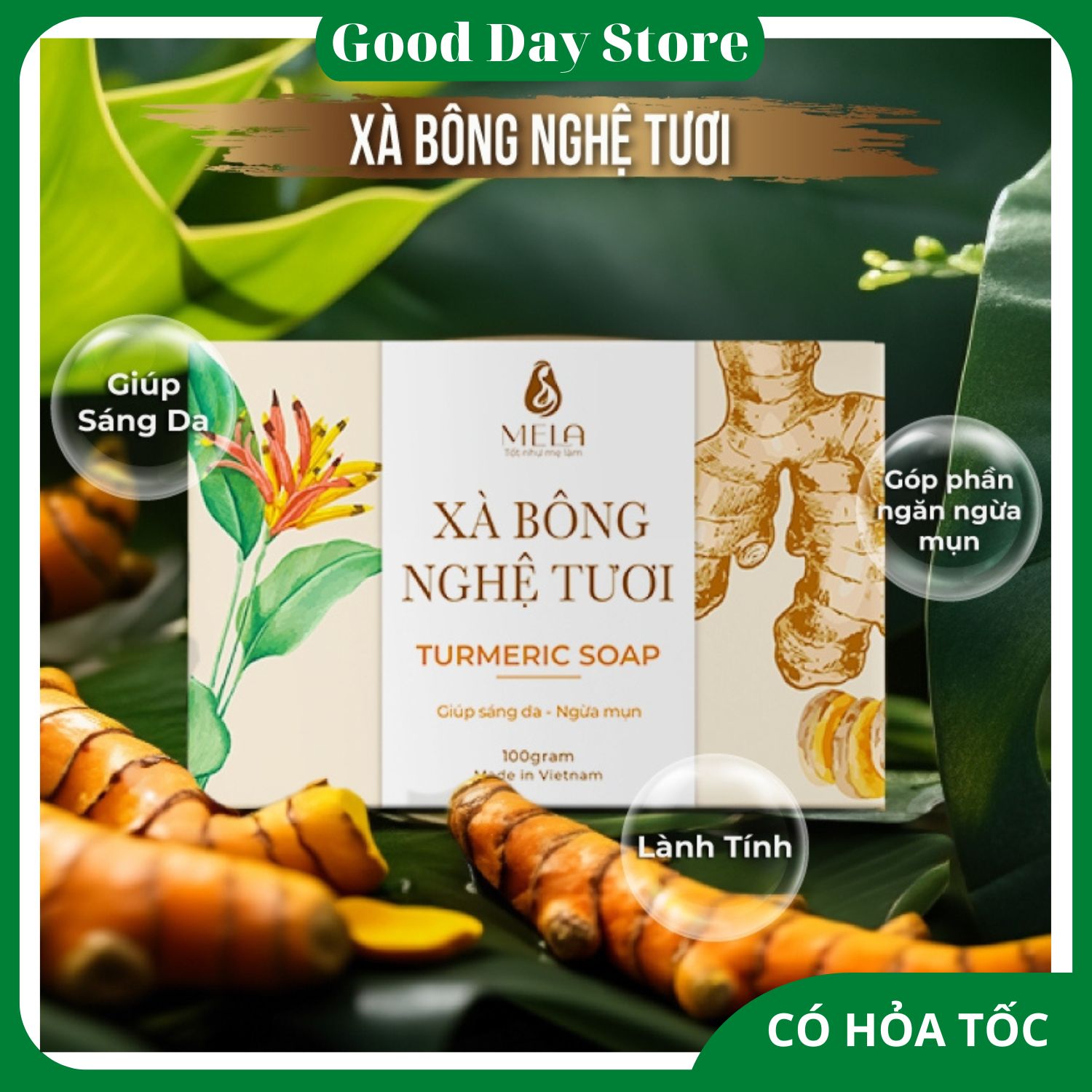 Xà Bông Nghệ Tươi Mela - Xà phòng nghệ thiên nhiên Handmade Natural Organic Soap 100g