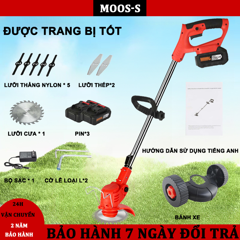 (BH 10 năm) Máy cắt cỏ pin 21V, Máy cắt cỏ cầm tay 288VF,Máy cắt cỏ cầm tay bin 2800W,máy phát co dùng pin có bánh xe