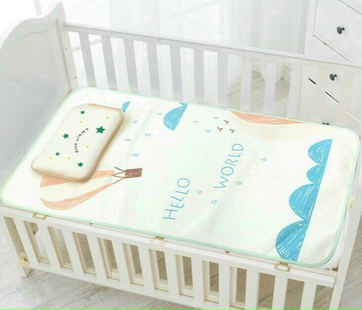 Chiếu, Chiếu lụa điều hòa in hình 3d kèm theo gối cho bé