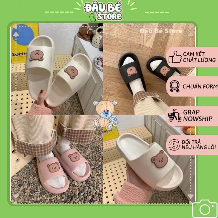 {HOT} Dép lê nữ đế bánh mì / mỳ hình gấu Ulzzang siêu nhẹ -Dép quai ngang nữ thời trang nhẹ êm chống trơn trượt - DAUBE - D001