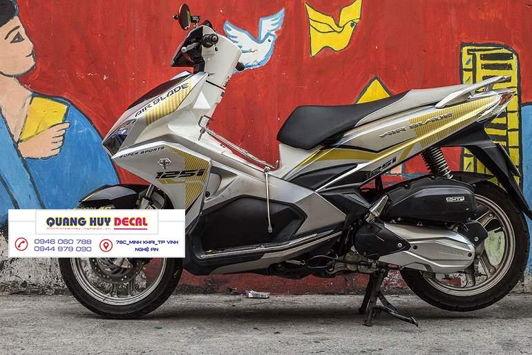 Tem trùm xe máy AIR BLADE độ thiết kế zin Indo xám vàng - chế tem xe máy AIR BLADE thiết kế theo yêu cầu - Tem xe máy AIR BLADE rẻ đẹp và chất