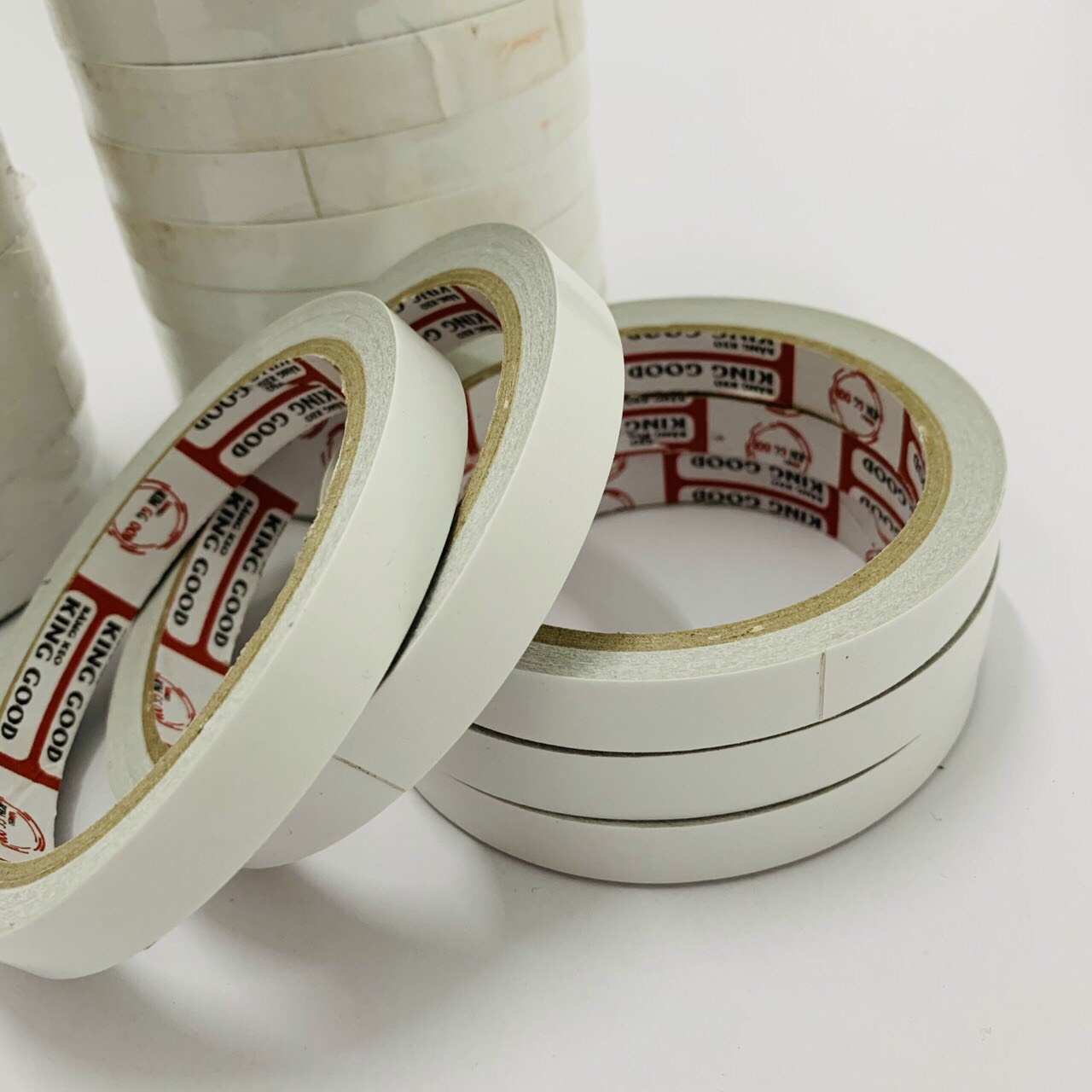 Combo 6 cuộn băng keo 2 mặt màu trắng loại 11m (Khổ 12mm) bám dính cực tốt M829