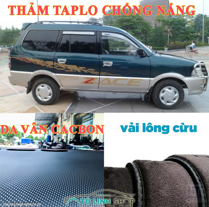Thảm taplo Toyota Zace bằng lông Cừu 3 lớp hoặc Da Cacbon