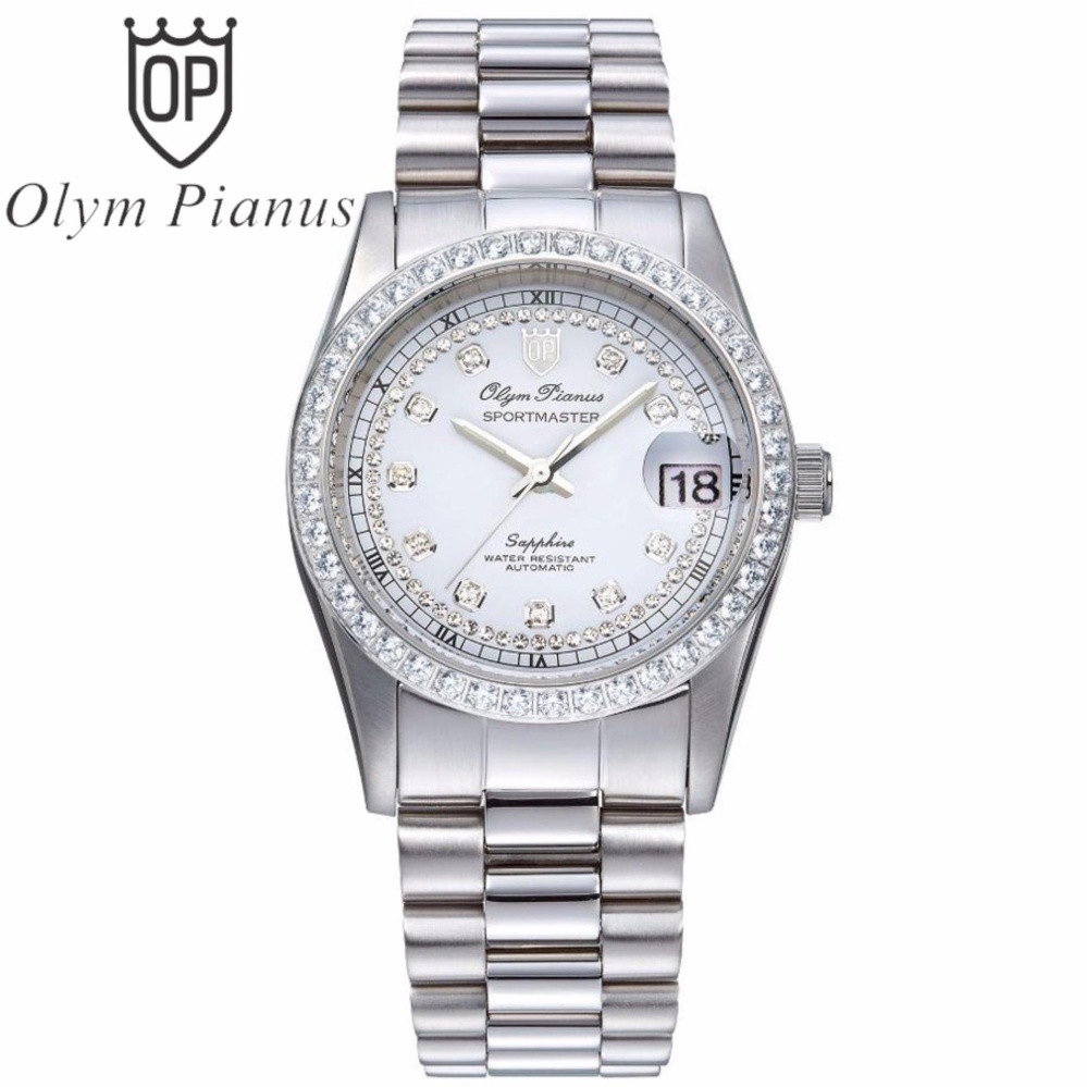 Đồng hồ nam dây kim loại olym pianus op89322 op89322adms trắng hạt trắng