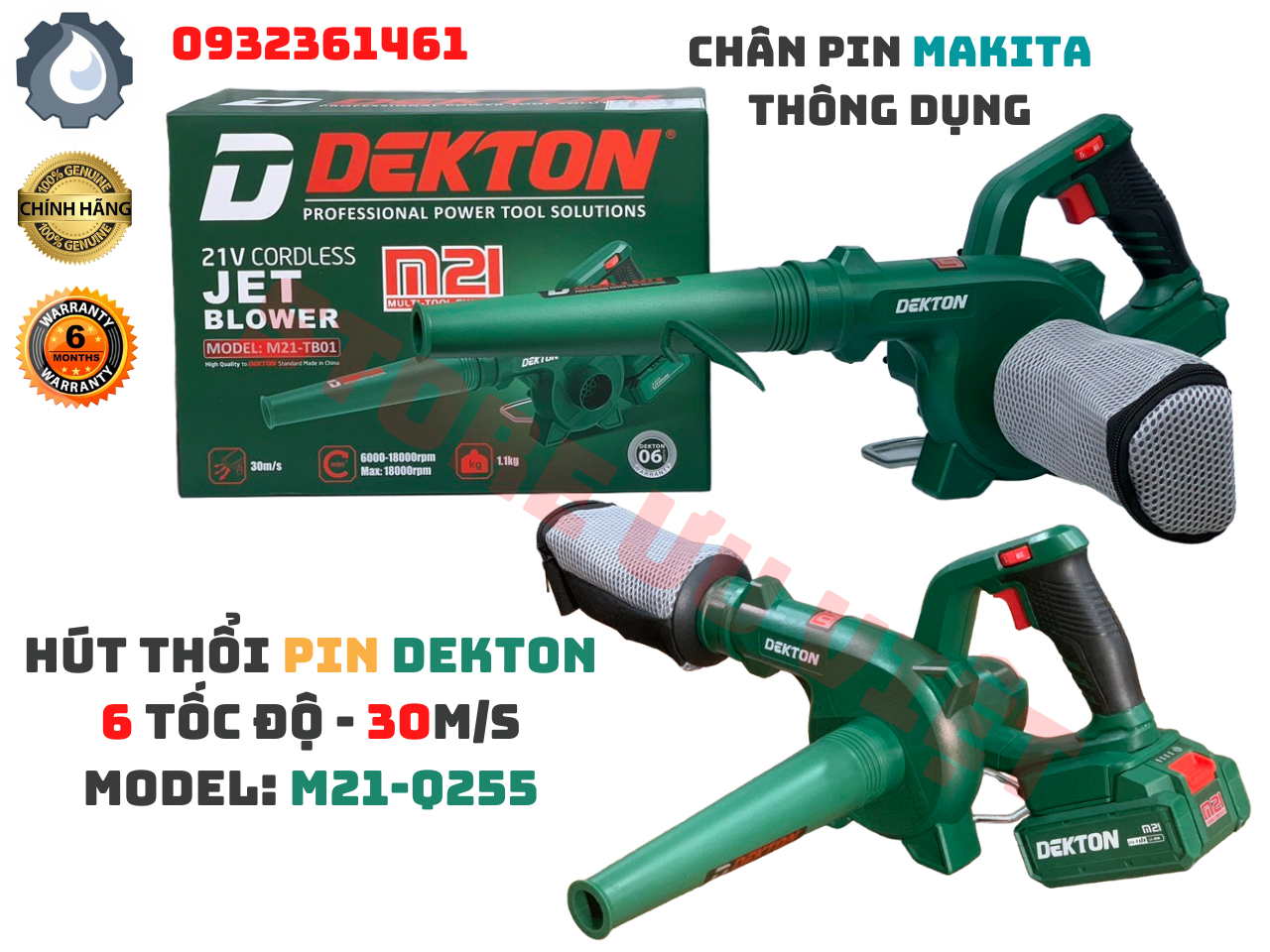 Máy thổi hút bụi dùng pin m21-tb01 dekton 6 tốc độ giá tốt