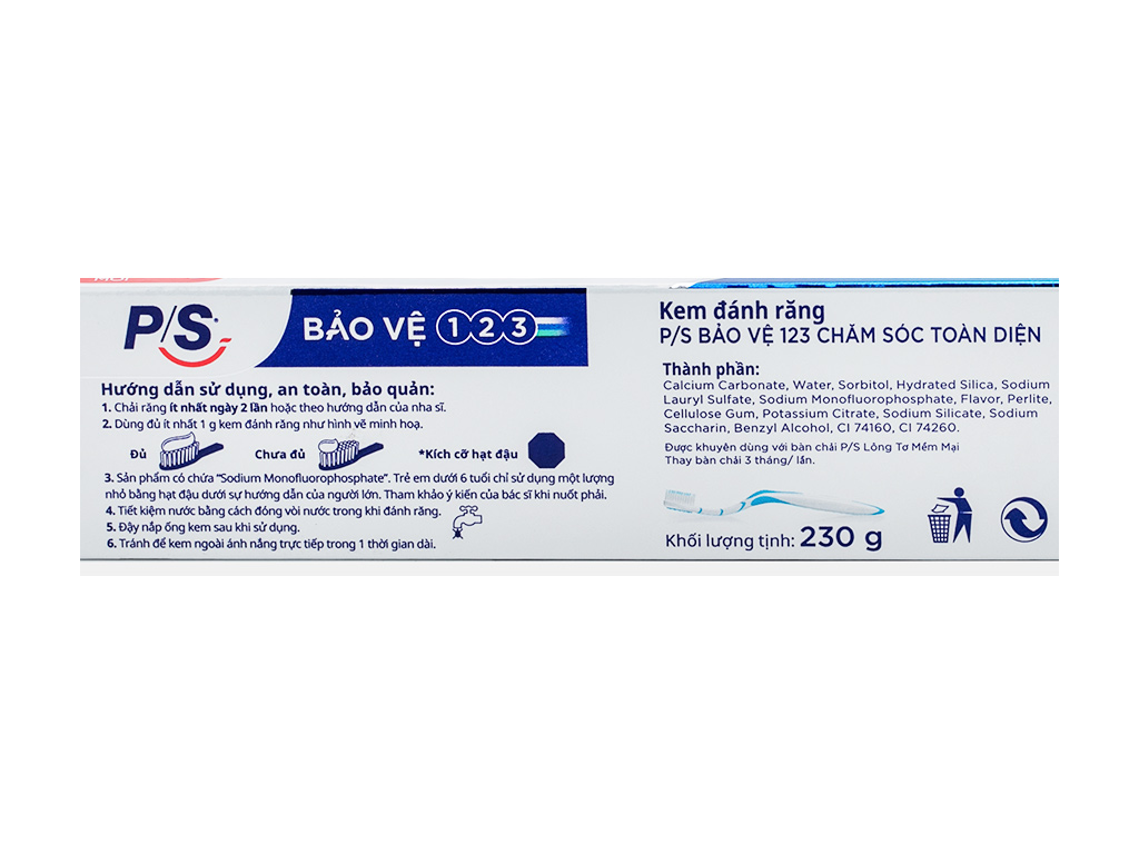 Kem đánh răng p/s bảo vệ 123 chăm sóc toàn diện 230g