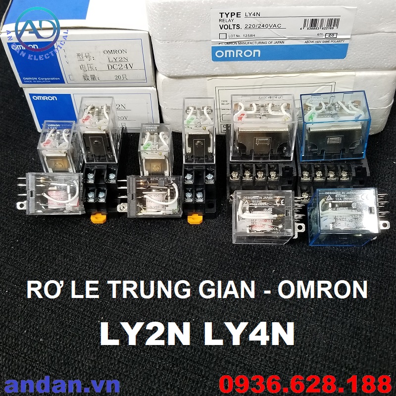 Rơ le trung gian omron ly2n ly4n , imax = 10a, ac220v dc24v