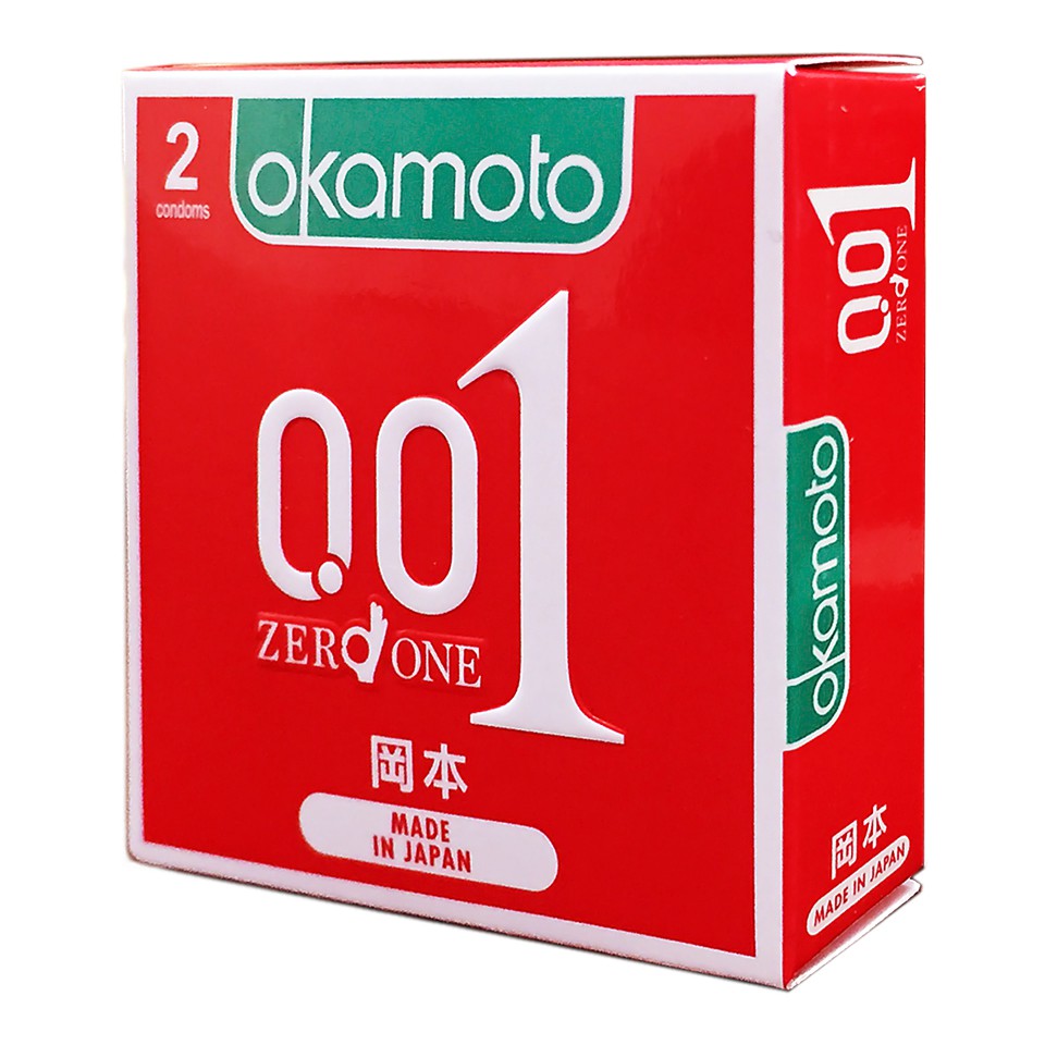 Bao cao su okamoto 0.01 pu siêu mỏng truyền nhiệt nhanh hộp 2 cái