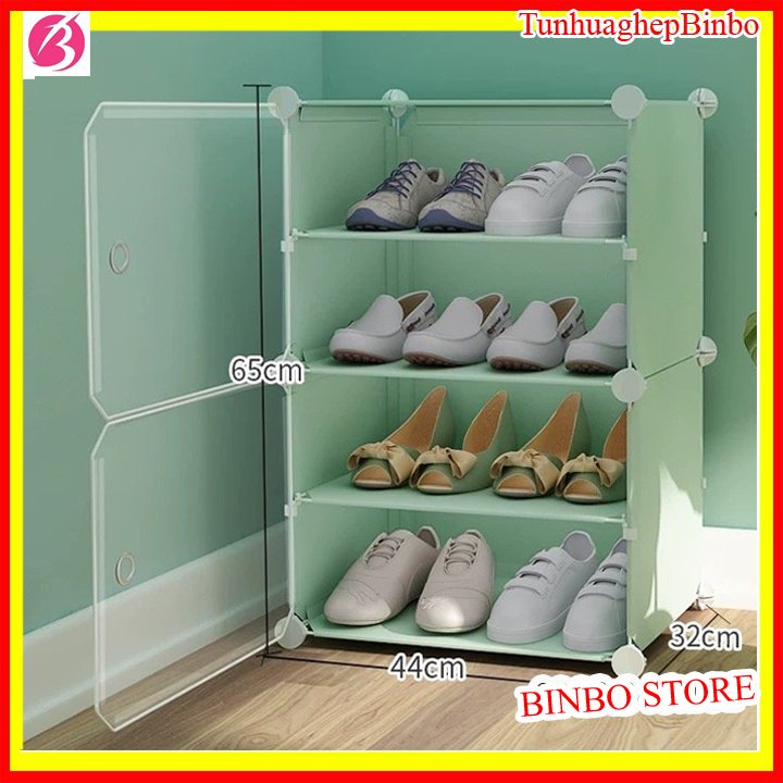 [nhiều màu] Tủ giày dép lắp ghép 4 ngăn (ô) cửa trong kích thước 60x40x30cm để được 8 đôi, dễ lắp ghép, lau chùi thuận tiện
