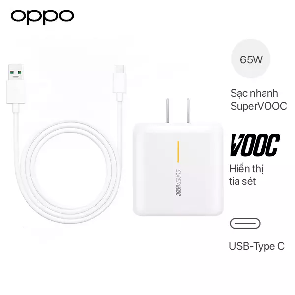 Bộ sạc nhanh super vooc 2.0 65w cho realme 7 pro - hàng fullbox - chính hãng