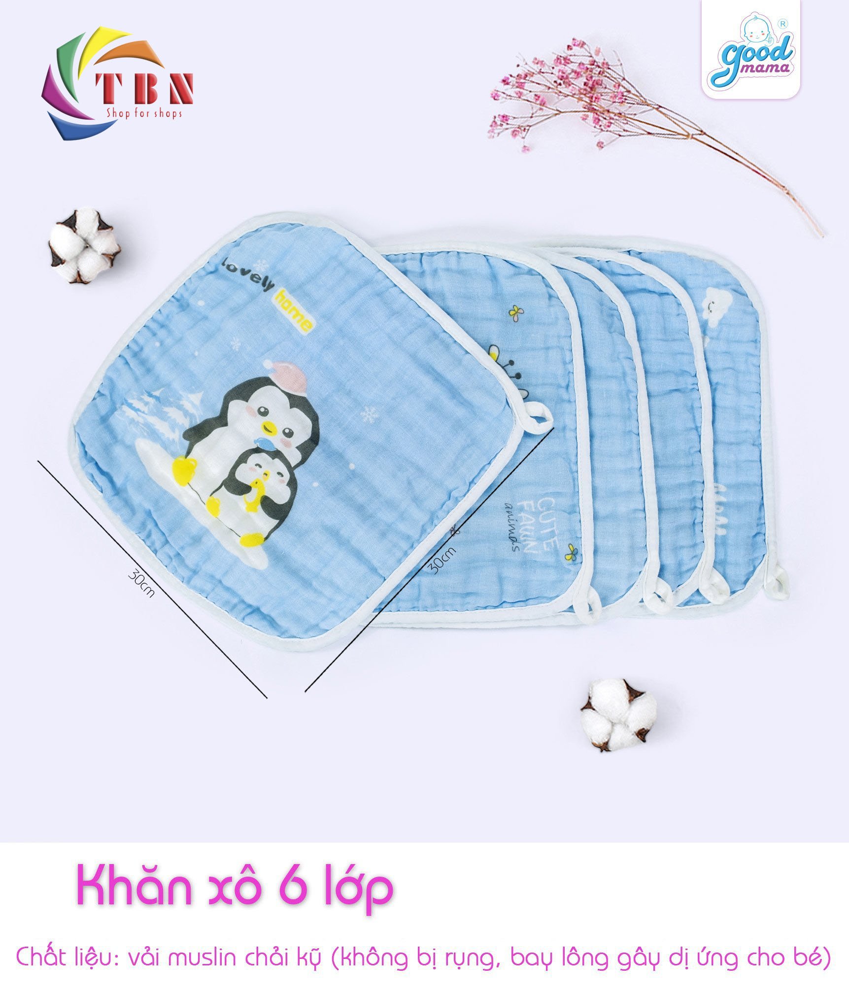 5 khăn sữa goodmama 6 lớp muslin
