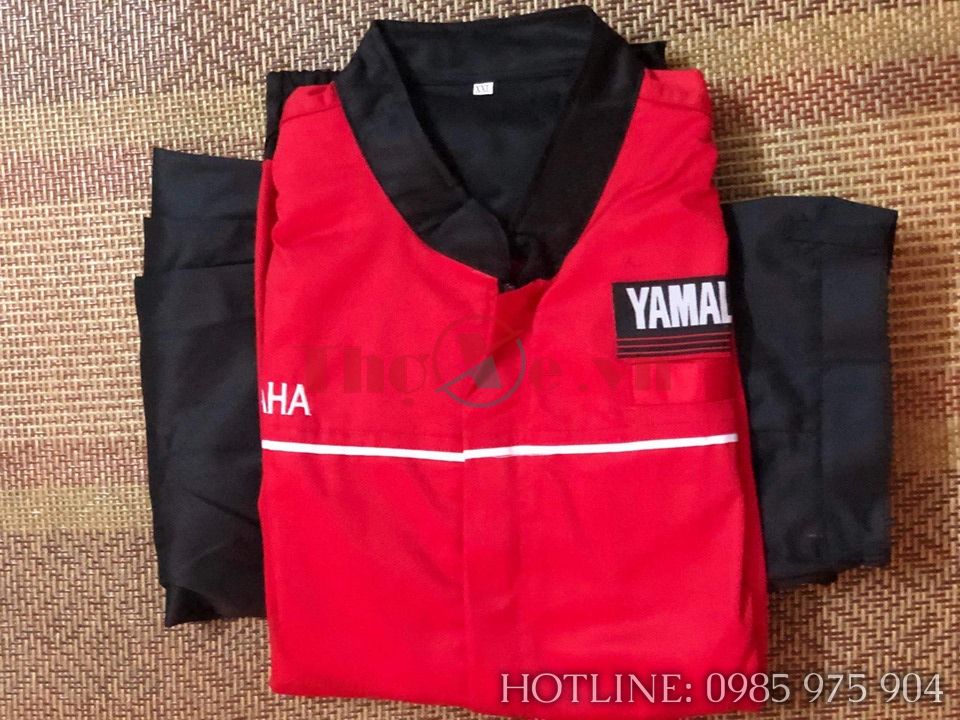Đồng phục kỹ thuật viên Yamaha - màu đỏ đen - quần áo sửa xe cao cấp | Thế Giới Thợ Xe