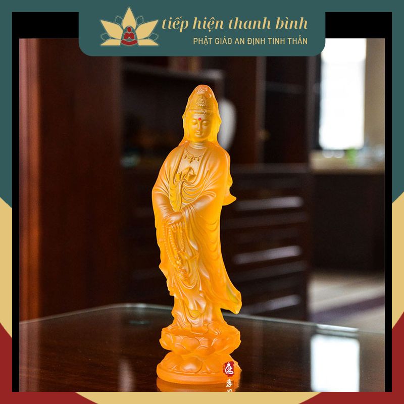 Tượng phật bà quán thế âm lưu ly đứng cao 20cm