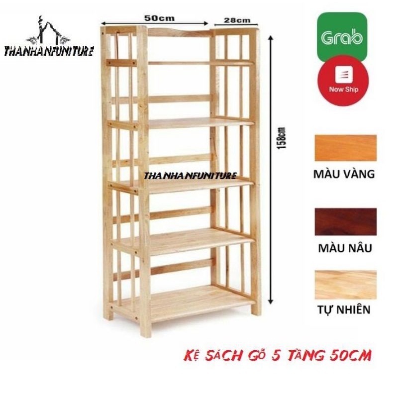 [HCM]Kệ sách gỗ 50cm - 5 tầng
