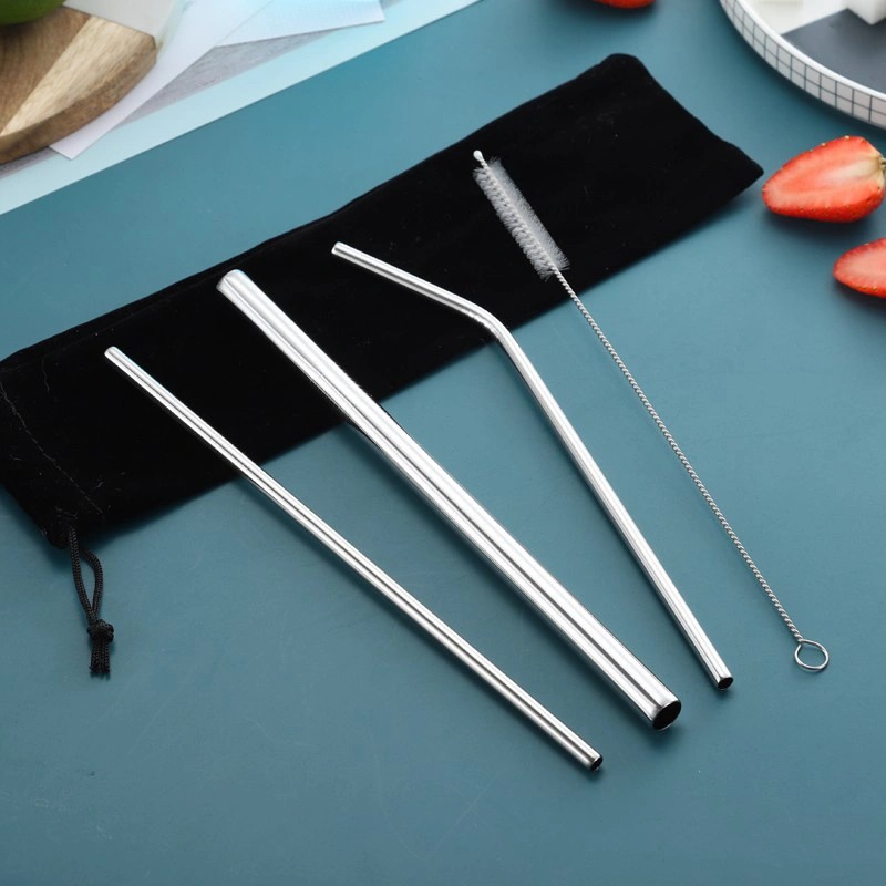 Bộ 3 ống hút inox + kèm cây cọ rửa + túi vải Cavas