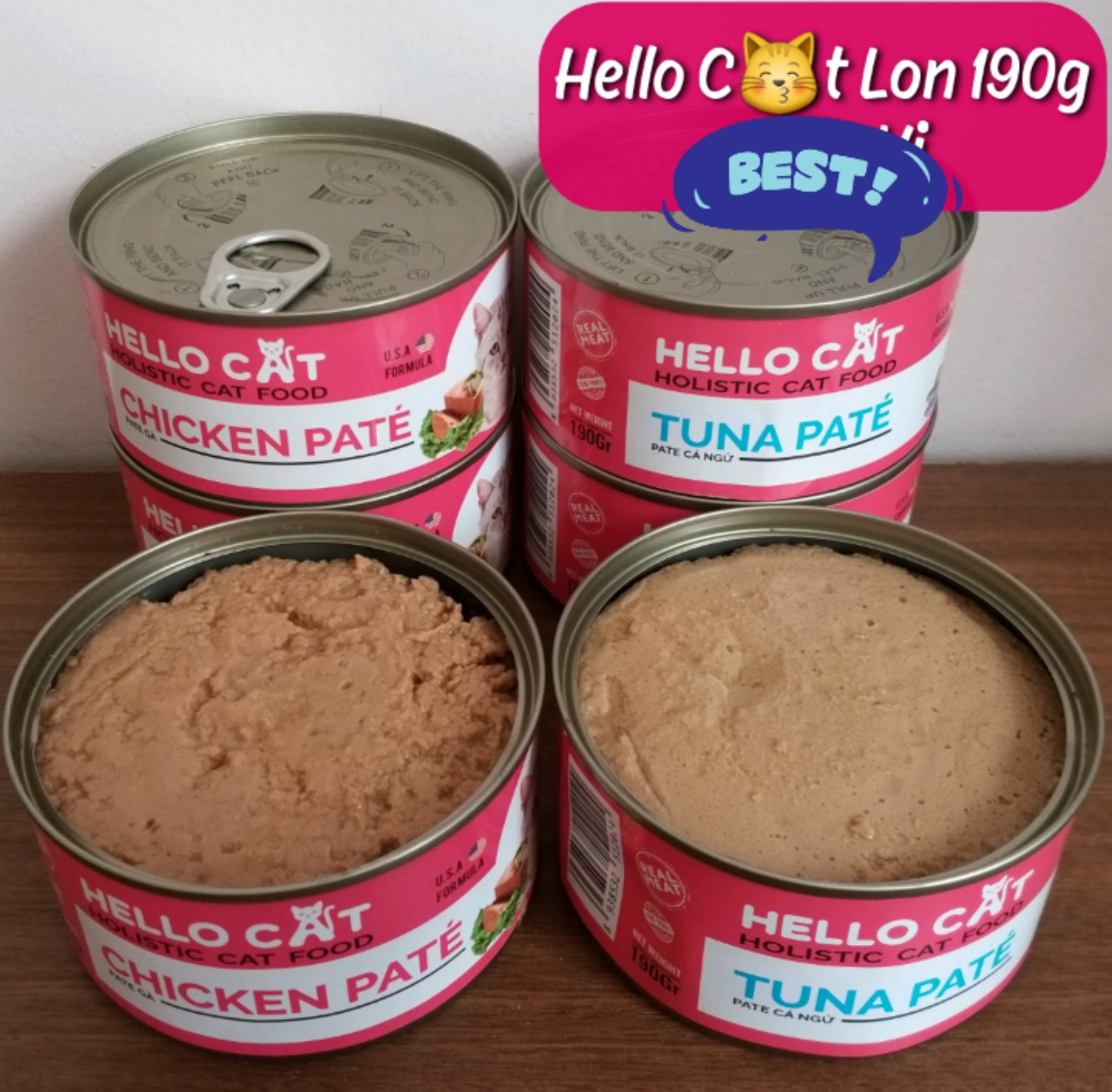 Saigon pets food - pate cho mèo hello cat lon 190g