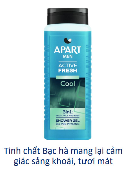 Gel tắm Apart Men mát lạnh sảng khoái 500ML