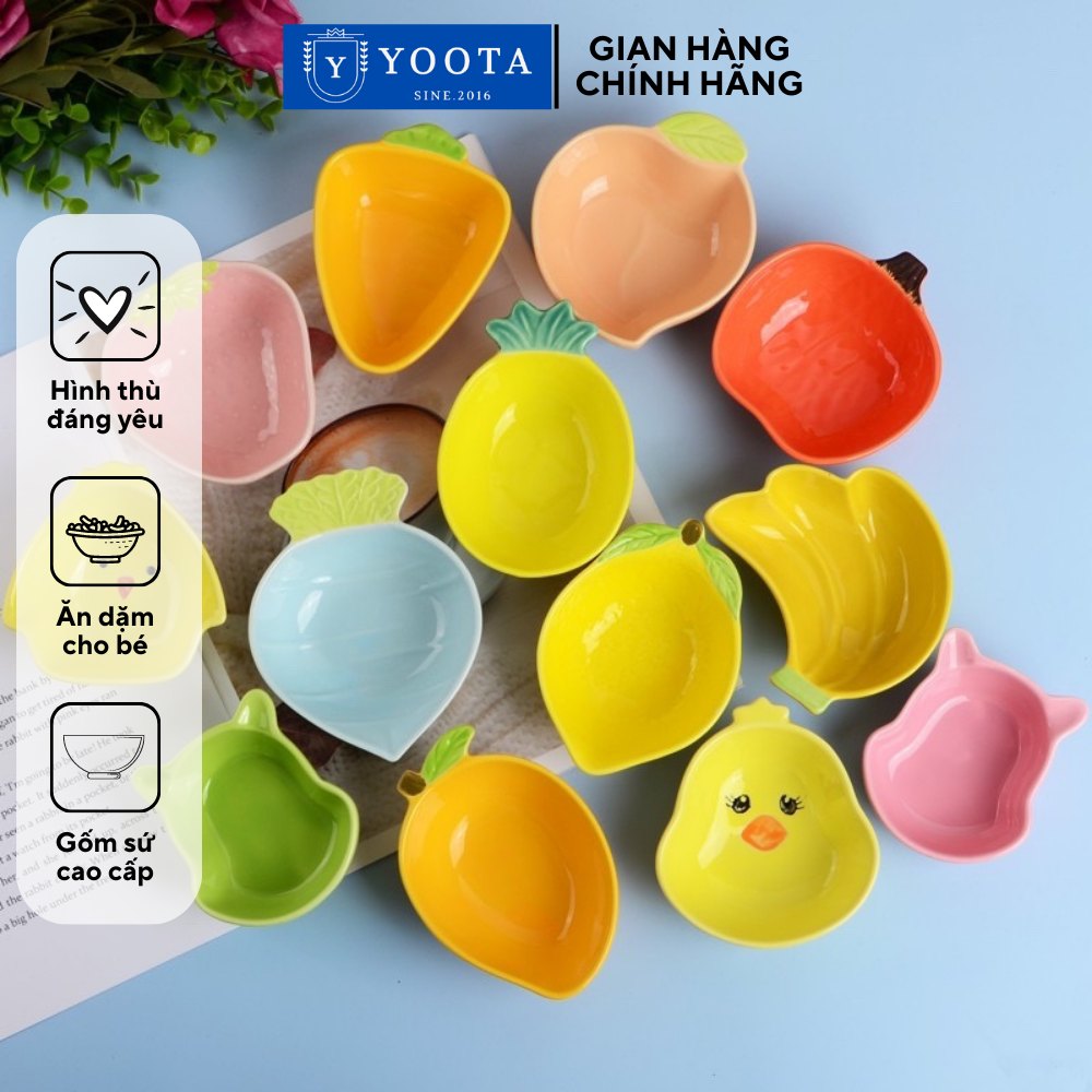 Bát Ăn Dặm Kiểu Nhật Gốm Sứ Cho Bé 5-6 Tháng Hình Hoa Quả Dễ Thương Chịu Nhiệt Cao An Toàn Cho Bé