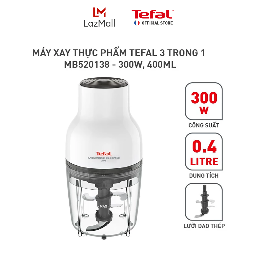 [Hàng Tặng Không Bán] Máy xay thực phẩm Tefal 3 trong 1 MB520138 - 300W, 400mL