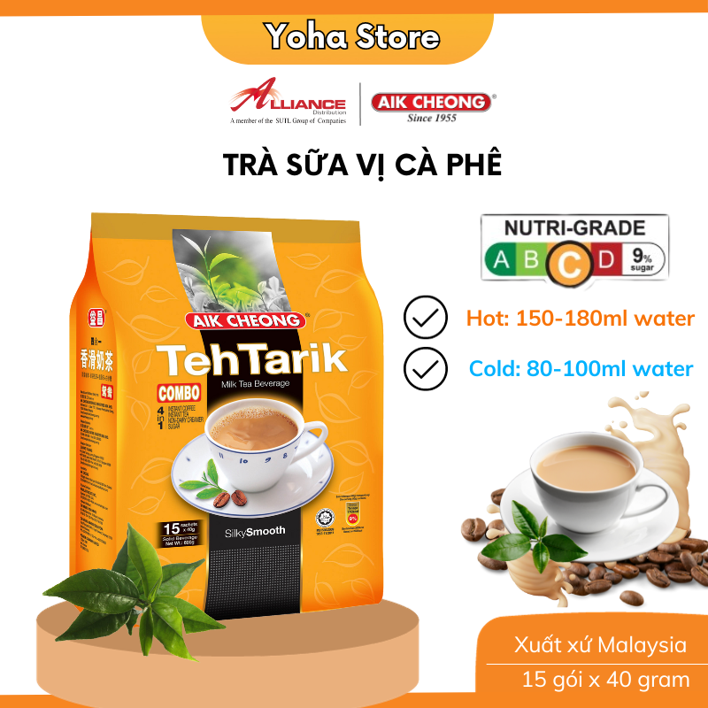 (Chính hãng)  Trà Sữa Vị Cà Phê Aik Cheong Teh Tarik Combo 4 In 1 (15 Gói x 40g) - nhập khẩu từ Malaysia