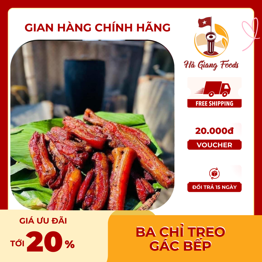 Thịt lợn gác bếp hà giang foods - thịt ba chỉ gác bếp ướp gia vị chuẩn thịt lợn đen tây bắc đảm bảo vệ sinh kèm chẳm chéo