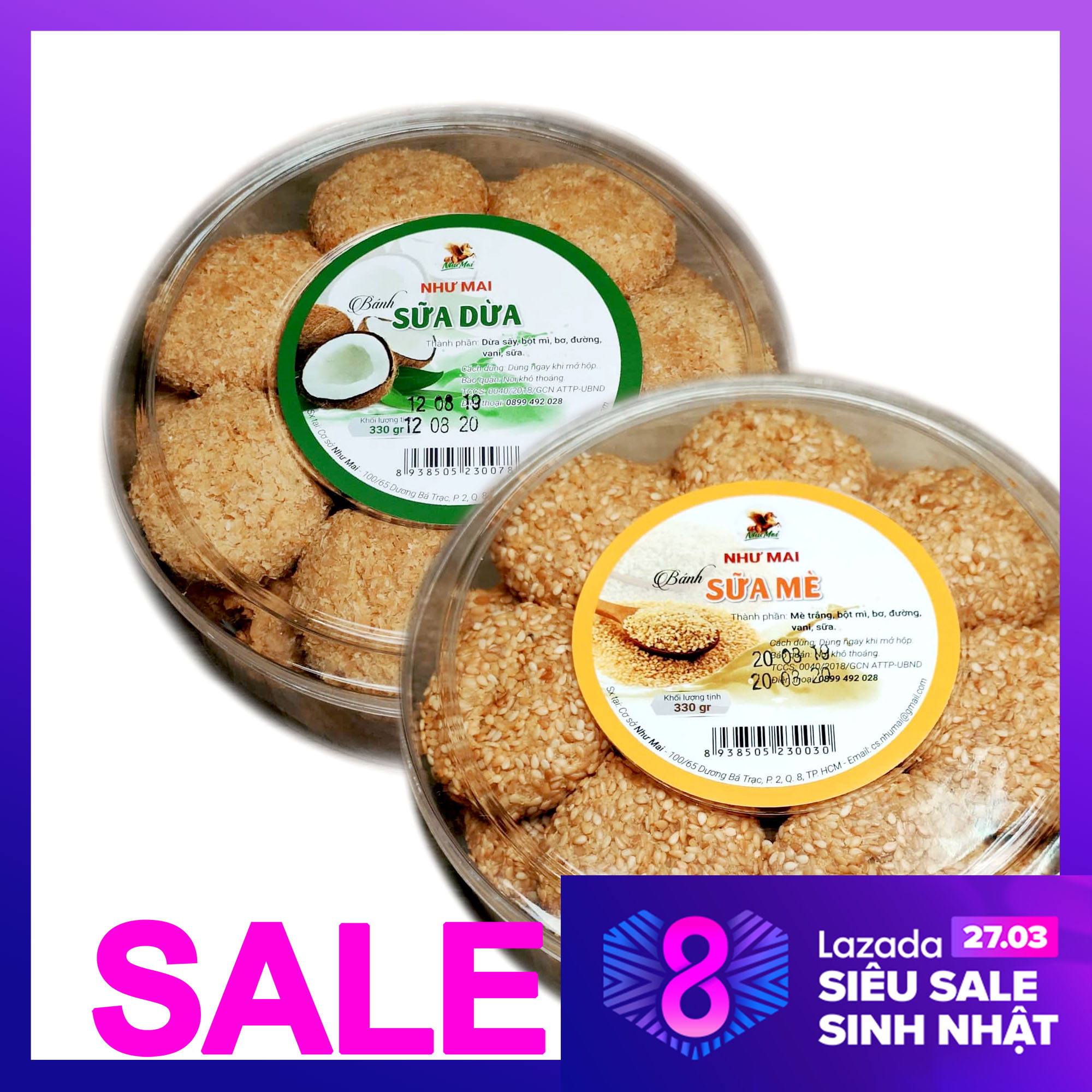 Combo 1 bánh dừa 1 bánh mè