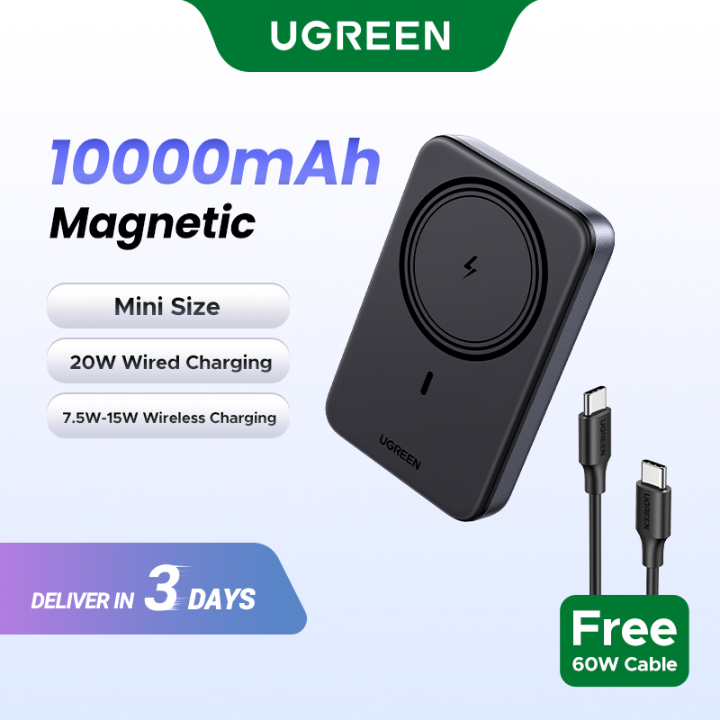 Pin sạc dự phòng không dây UGREEN 5000mAh 10000mAh Magsafe Pin dự phòng hút từ PD 20W Pin Li-on Power Bank USB Type C Portable Charger củ sạc nhanh iphone Compatible for iPhone 16 Pro 15 14 13 12 Pro Max Samsung S24 Ultra Macbook Pro Model:25919