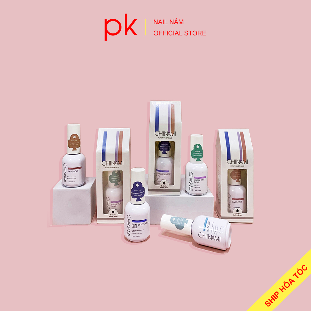 Bộ gel liên kết base, top, cứng móng, kiềm dầu CHINAMI cao cấp chai 18ml