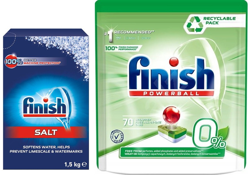 Combo Viên rửa bát Finish hữu cơ 70v hoặc Muối rửa bát finish 1.5kg