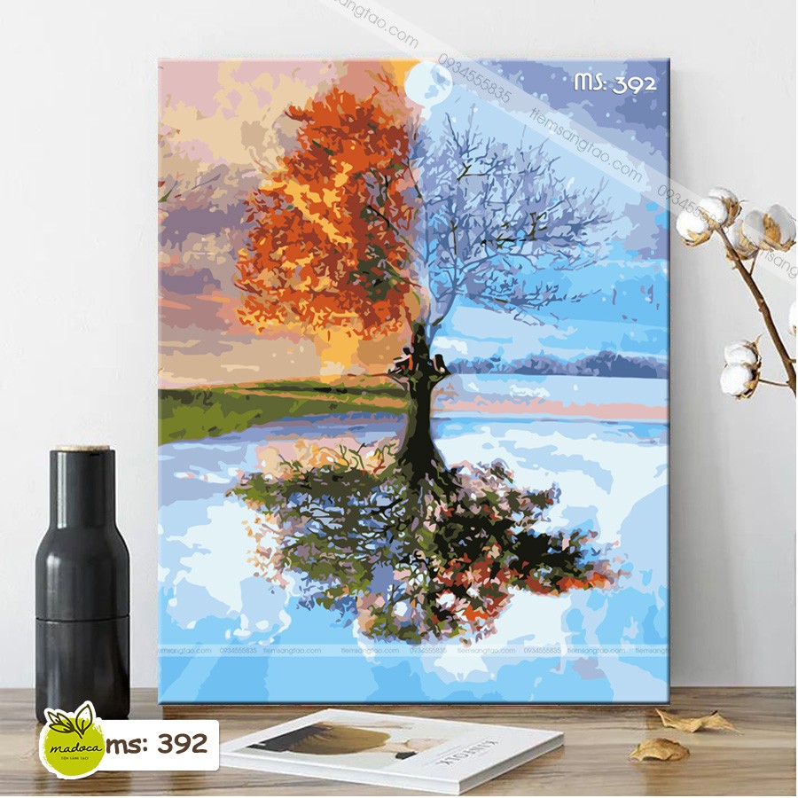 Tranh sơn dầu số hóa tự tô tổng hợp Phong Cảnh - Có Khung 40x50