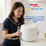 Sharp Nồi Cơm Điện Tử KS-COM110DV-WH 1.1L Công Nghệ 3D Nấu Chín Đều Giữ Ấm 24H Cho Gia Đình 2-4 Người Tiện Lợi Và Tiết Kiệm Thời Gian