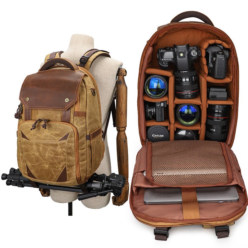 Balo đựng máy ảnh canvas có ngăn laptop