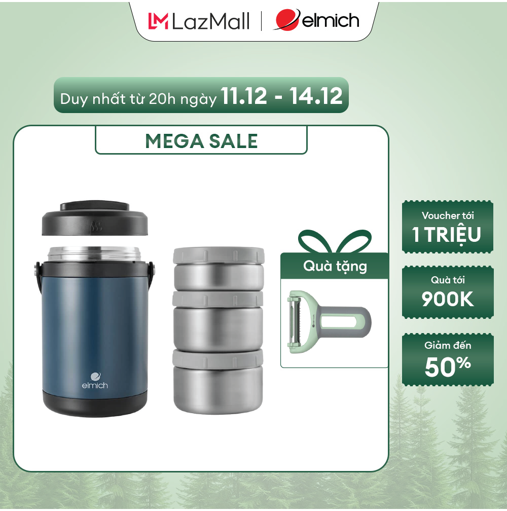   Sale năm mới- 01-03.0 Hộp cơm giữ nhiệt inox 304 Elmich EL8302 dung tích 1.7L 