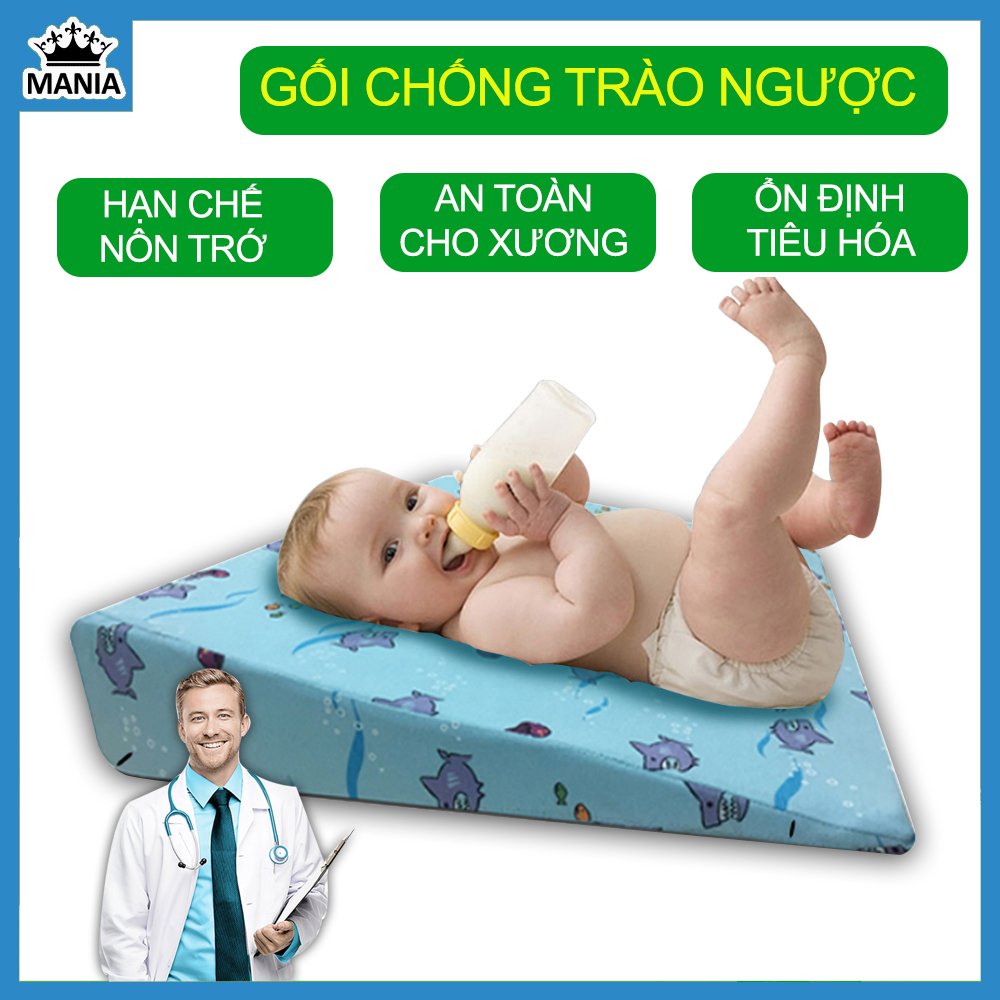 Gối chống trào ngược cho bé AKITA G24 gối dốc 15 độ lõi 100% polyunethane độ đàn hồi cao an toàn cho hệ tiêu hóa của bé, gối ngủ cho bé được bộ y tế khuyên dùng - Shop MANIA