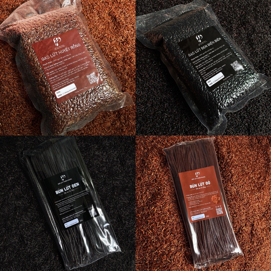 Combo 4 món bún + gạo lứt đỏ, đen ăn kiêng - combo ăn kiêng tiết kiệm - gạo lứt hữu cơ eat clean thiên phước