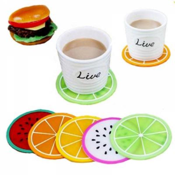 Combo 10 miếng lót ly hình trái cây nhựa dẻo xinh