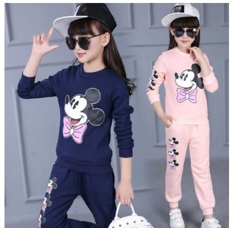 Bộ quần áo thu đông "Chuột. .Mickey" 14-45kg cho bé gái